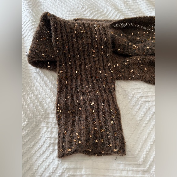 Vera Wang scarf shrug NEW with tags NWT brown sequins Simply Vera L large - Picture 9 of 13